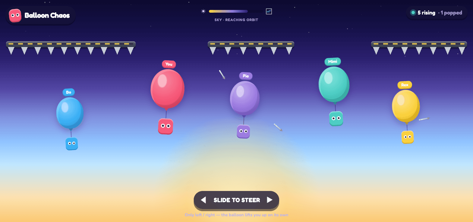 Balloon Chaos gameplay on the big screen