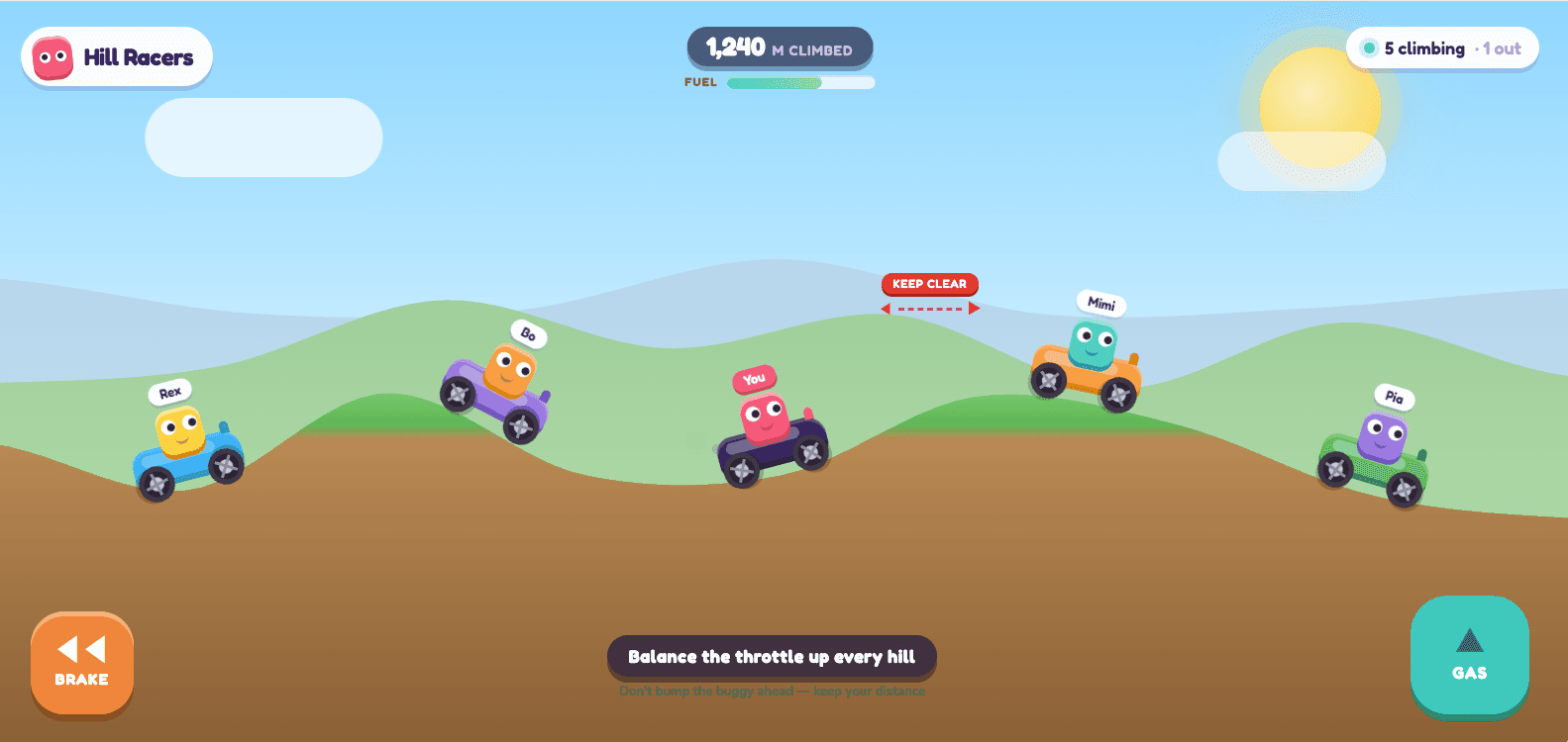 Hill Racers gameplay on the big screen