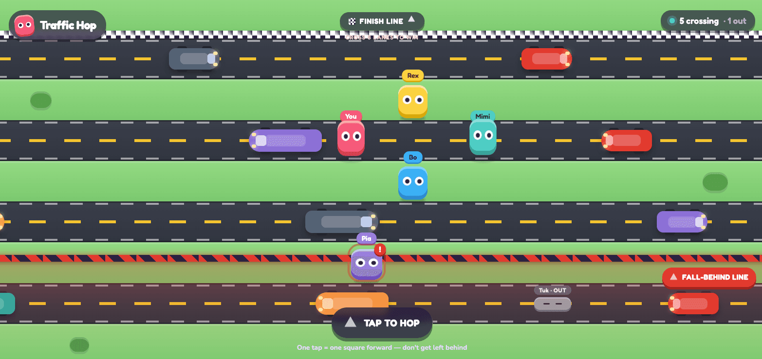 Traffic Hop gameplay on the big screen